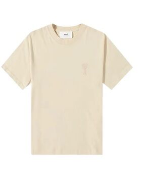 Ami Men's Cream Short-Sleeve Logo Tee